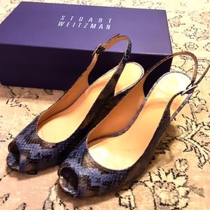 Stuart Weitzman Snakeskin Slingback Heels